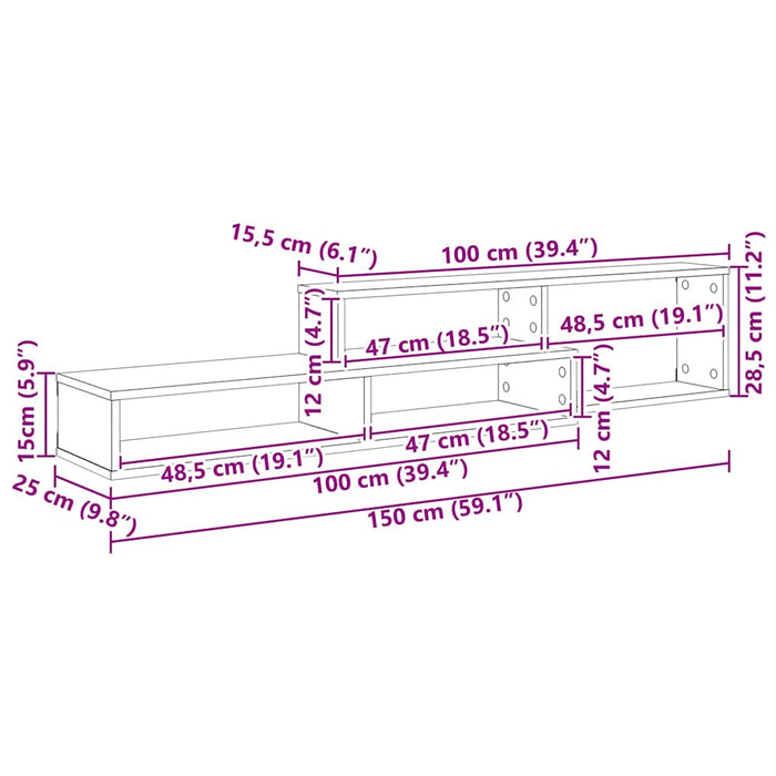 SuportTVdeperete 150x25x28,5cm Lemn compozit - WALTI WALTI