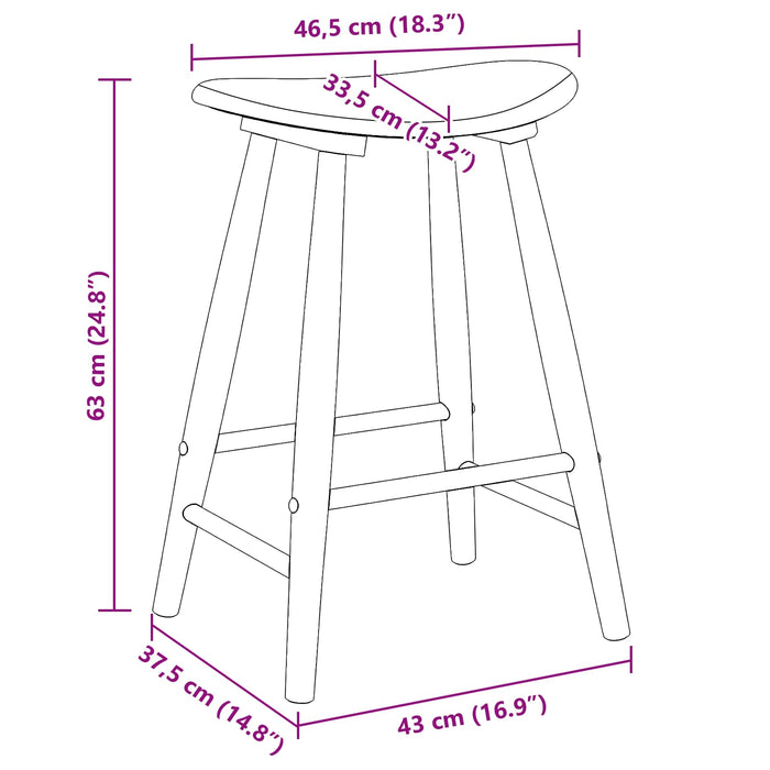 Scaune de dining 2 pcs natural 46 x 37 x 63 cm - WALTI WALTI