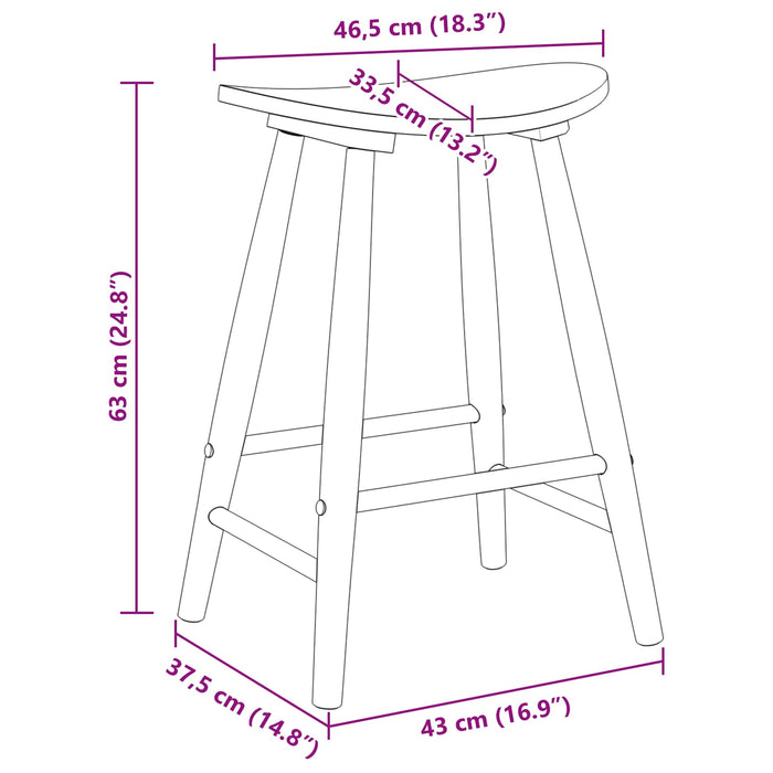 Scaune de dining 2 pcs natural 46 x 37 x 63 cm - WALTI WALTI