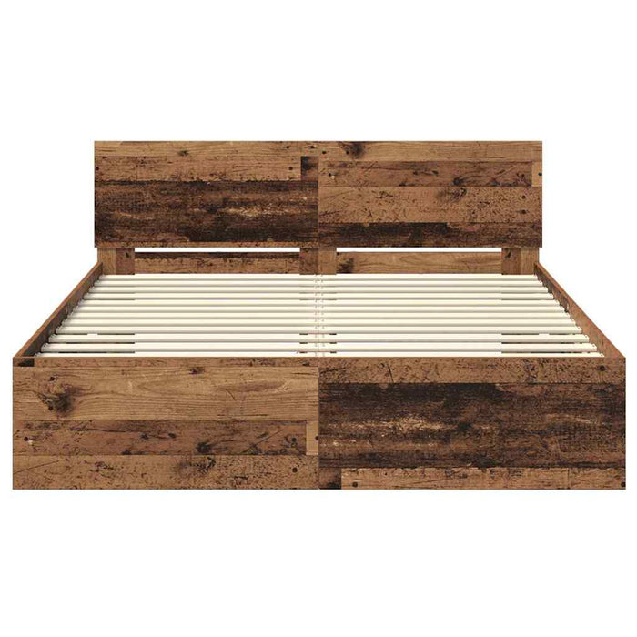 Cadru de pat cu headboard Lemn Vechi 140 x 190 cm Lemn compozit - WALTI WALTI