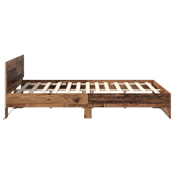 Cadru de pat cu headboard Lemn Vechi 140 x 190 cm Lemn compozit - WALTI WALTI
