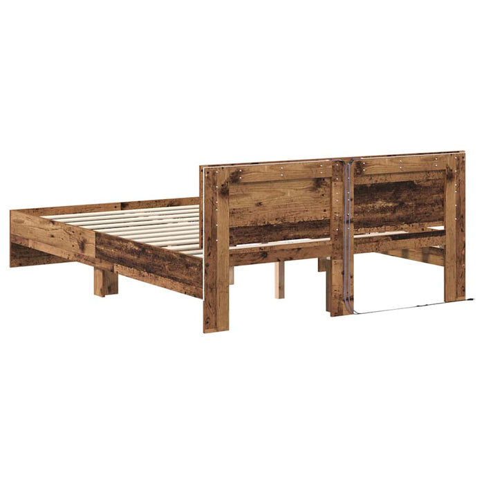 Cadru de pat cu headboard Lemn Vechi 135 x 190 cm Lemn compozit - WALTI WALTI