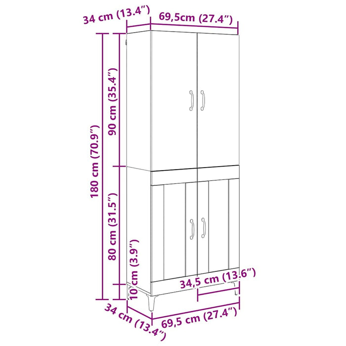Bufet Lemn Vechi 69,5 x 34 x 180 cm Lemn compozit - WALTI WALTI