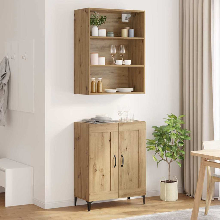 Bufet Pe perete 2 pcs stejar artizanal Lemn compozit - WALTI WALTI