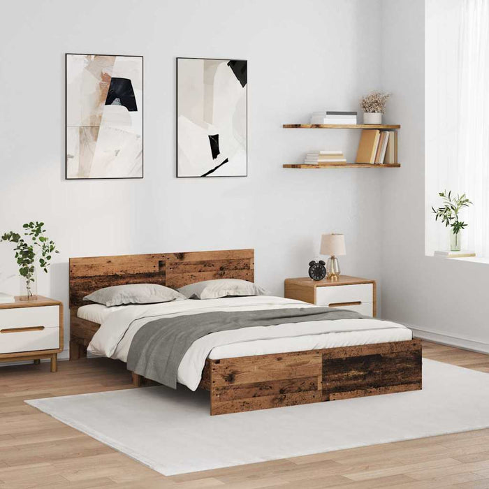 Cadru de pat cu headboard Lemn Vechi 120 x 190 cm Lemn compozit - WALTI WALTI