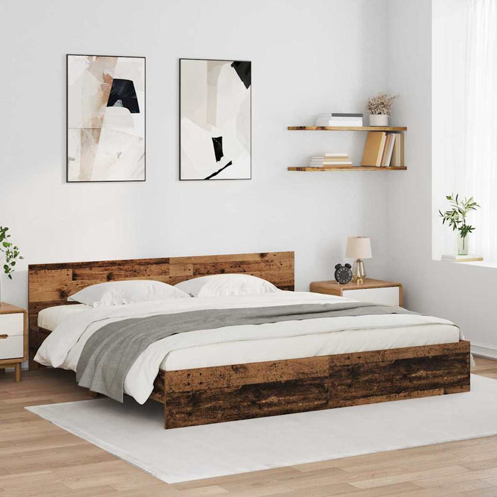 Cadru de pat cu headboard Lemn Vechi 180 x 200 cm Lemn compozit - WALTI WALTI
