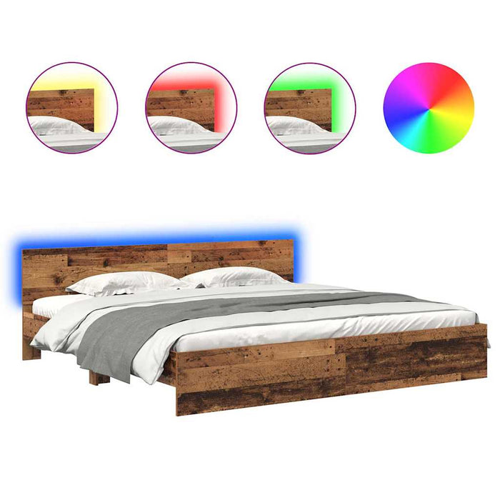 Cadru de pat cu headboard Lemn Vechi 180 x 200 cm Lemn compozit - WALTI WALTI