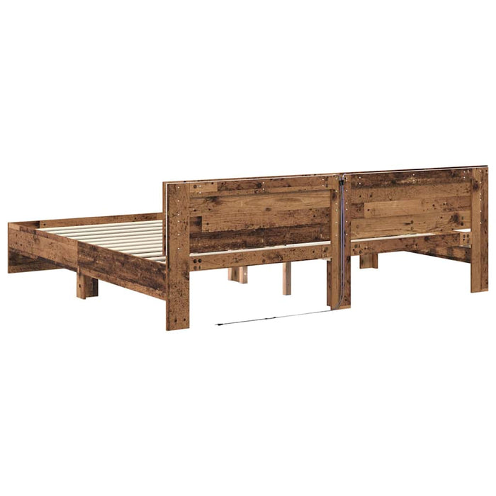 Cadru de pat cu headboard Lemn Vechi 180 x 200 cm Lemn compozit - WALTI WALTI