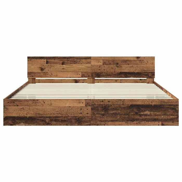 Cadru de pat cu headboard Lemn Vechi 180 x 200 cm Lemn compozit - WALTI WALTI