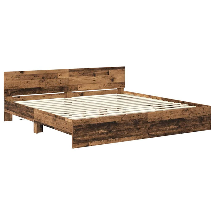 Cadru de pat cu headboard Lemn Vechi 200 x 200 cm Lemn compozit - WALTI WALTI