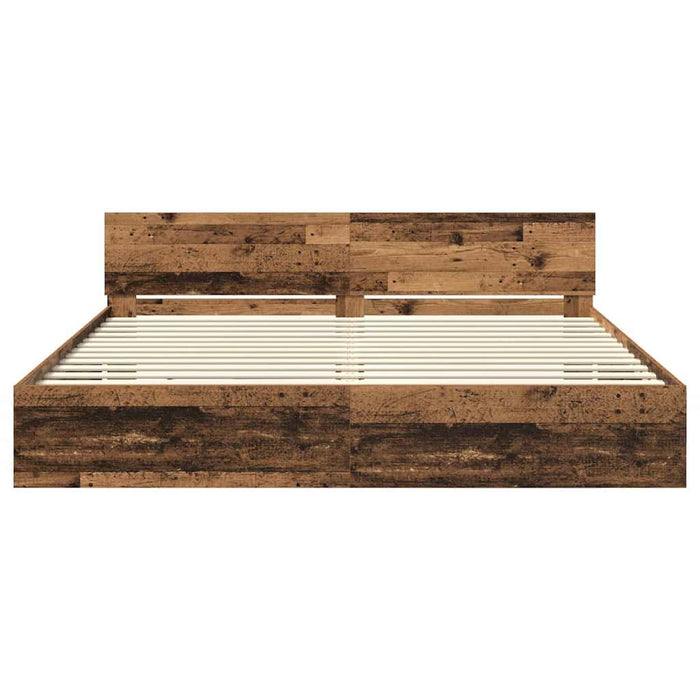 Cadru de pat cu headboard Lemn Vechi 200 x 200 cm Lemn compozit - WALTI WALTI