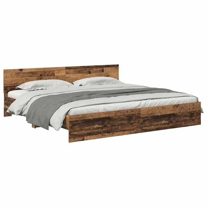 Cadru de pat cu headboard Lemn Vechi 200 x 200 cm Lemn compozit - WALTI WALTI