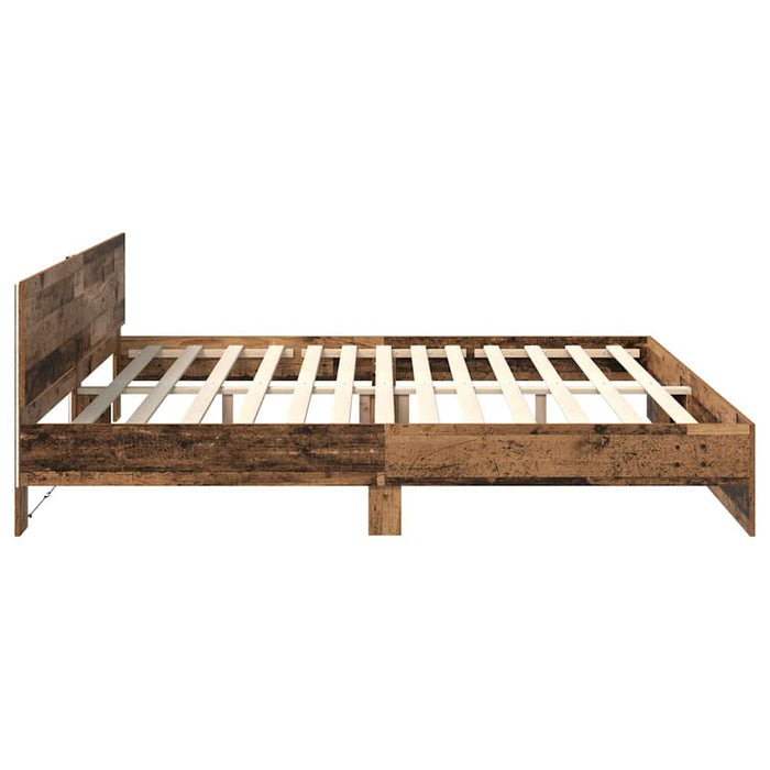Cadru de pat cu headboard Lemn Vechi 200 x 200 cm Lemn compozit - WALTI WALTI
