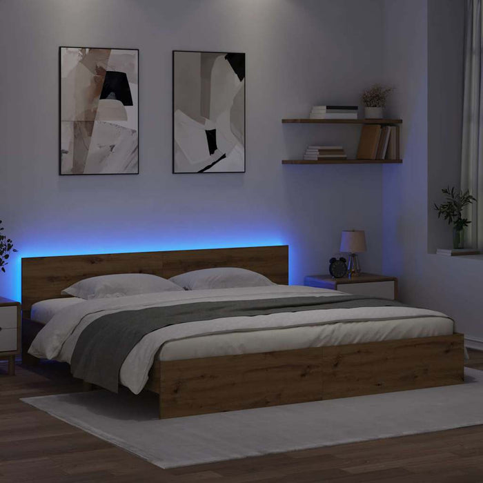 Cadru de pat Stejar Artizanal 200 x 200 cm Lemn compozit - WALTI WALTI