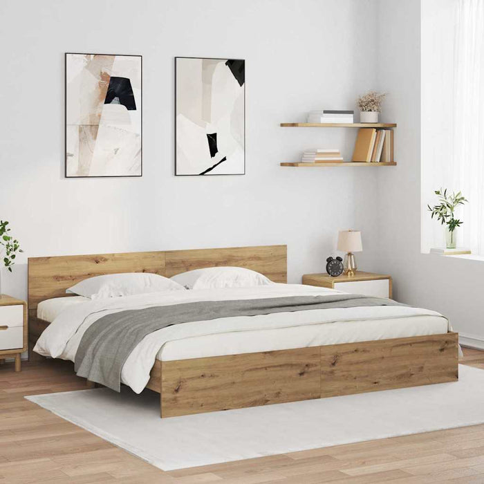 Cadru de pat Stejar Artizanal 200 x 200 cm Lemn compozit - WALTI WALTI