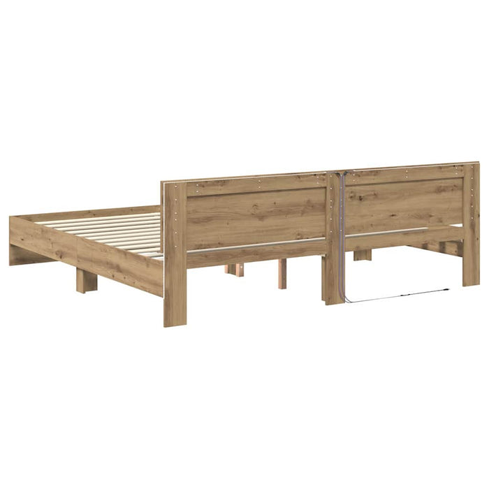 Cadru de pat Stejar Artizanal 200 x 200 cm Lemn compozit - WALTI WALTI
