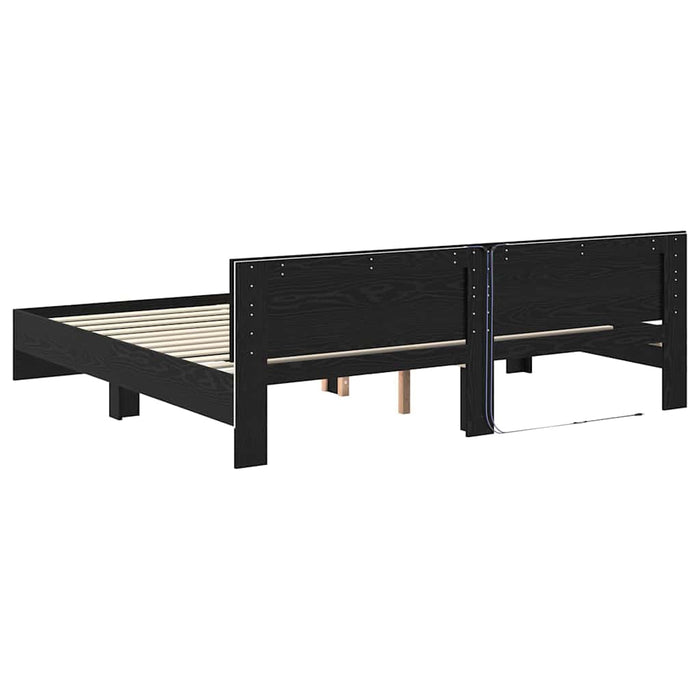 Cadru de pat Stejar Negru 200 x 200 cm Lemn compozit - WALTI WALTI