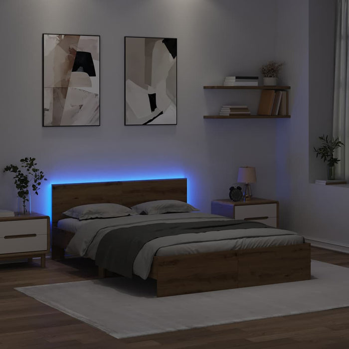 Cadru de pat Stejar Artizanal 150 x 200 cm Lemn compozit - WALTI WALTI