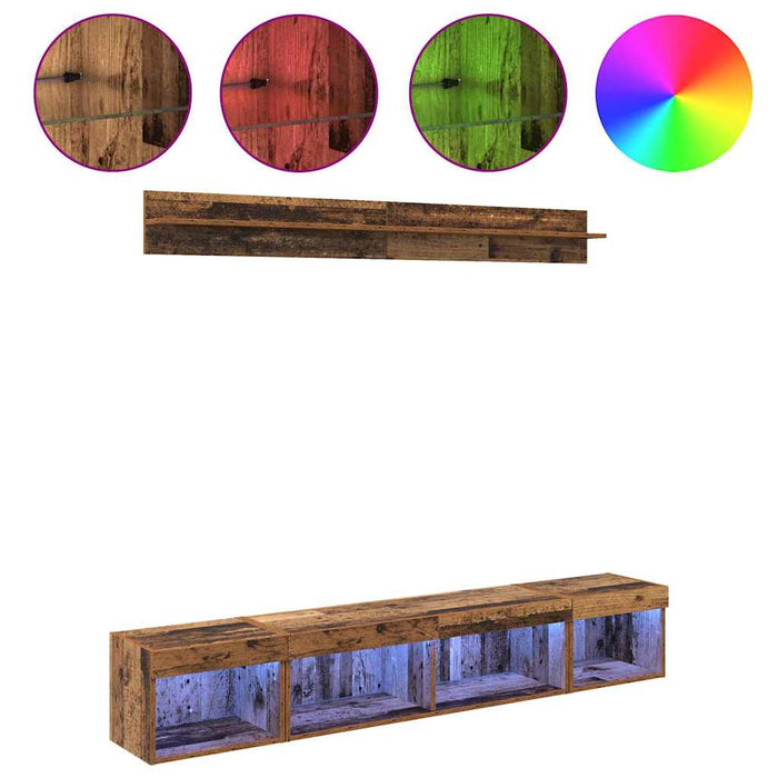 Set Dulap pentru Televizor Montat pe Perete 5 pcs Lemn vechi - WALTI WALTI