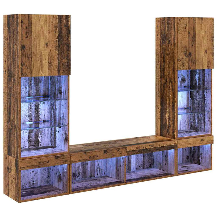 Unități TV de perete cu LED 5 pcs Lemn vechi 40,5 x 30 x 102 cm - WALTI WALTI