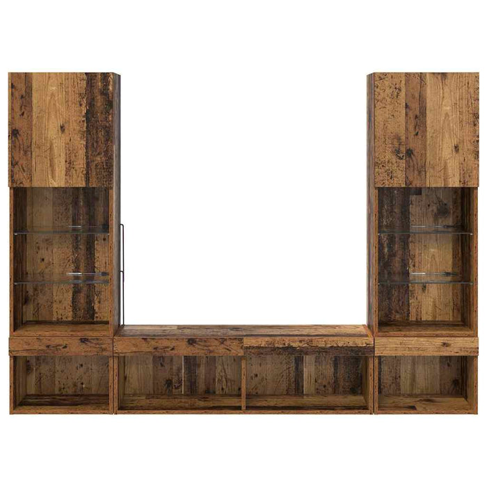 Unități TV de perete cu LED 5 pcs Lemn vechi 40,5 x 30 x 102 cm - WALTI WALTI