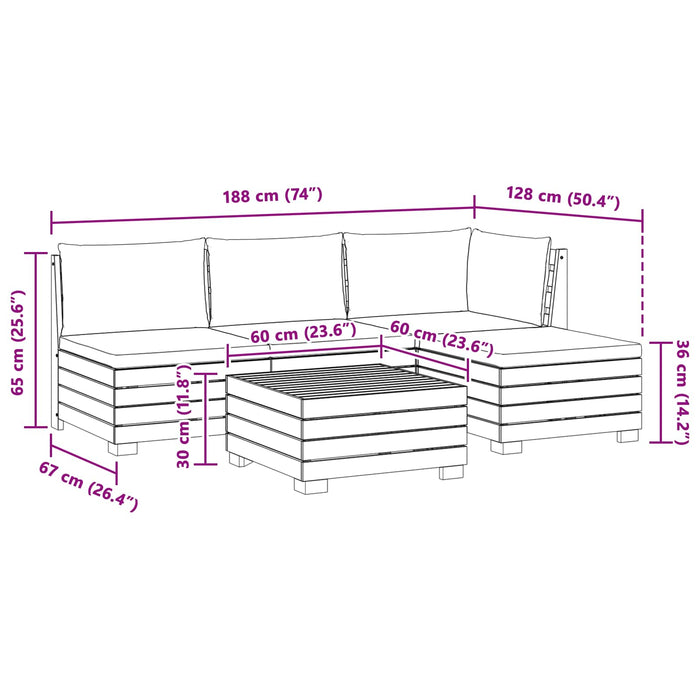 Set de canapele de exterior 5 Bucată Maro Lemn Solid de Acacia - WALTI WALTI