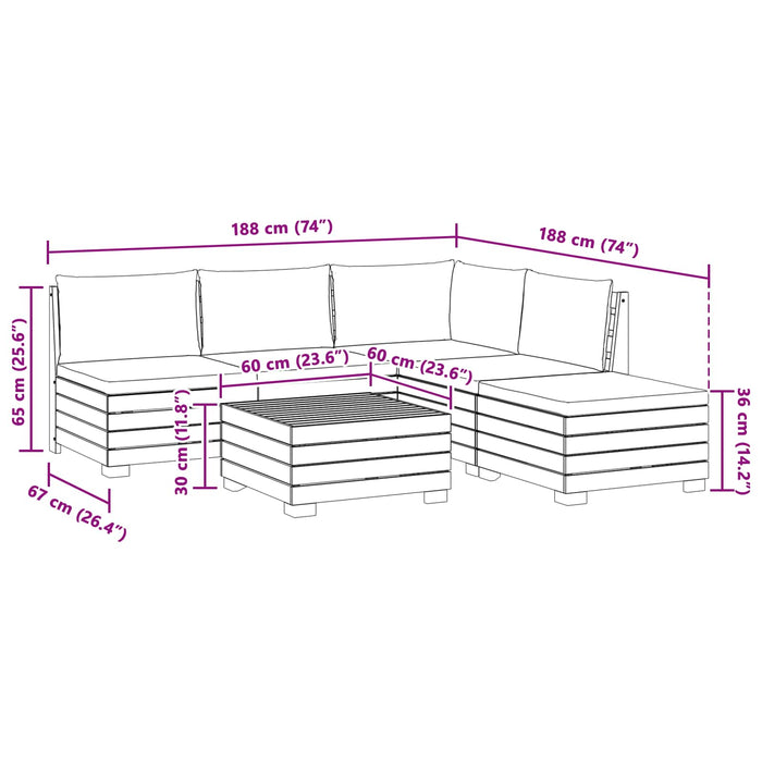 Set de canapele de exterior 6 Bucată Maro Lemn Solid de Acacia - WALTI WALTI