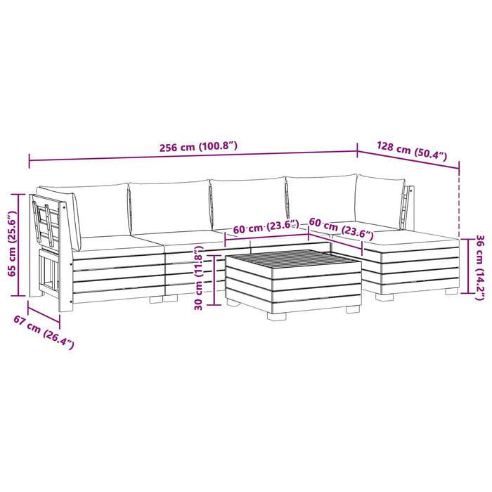 Set de canapele de exterior 6 Bucată Maro Lemn Solid de Acacia - WALTI WALTI