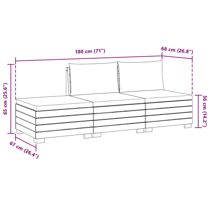 Set de canapele de exterior 3 Bucată Maro Lemn Solid de Acacia - WALTI WALTI