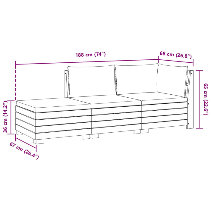 Set de canapele de exterior 3 Bucată Maro Lemn Solid de Acacia - WALTI WALTI