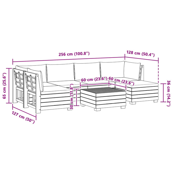 Set de canapele de exterior 7 Bucată Maro Lemn Solid de Acacia - WALTI WALTI