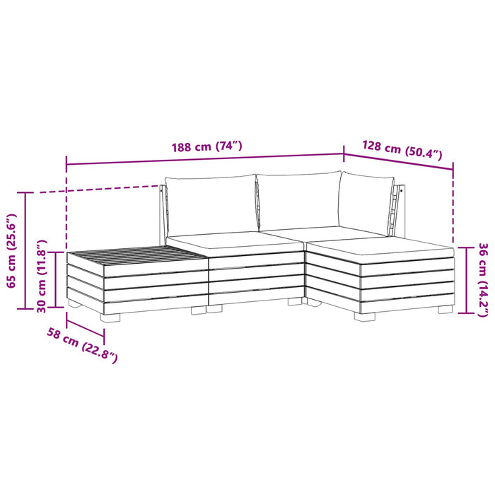 Set de canapele de exterior 4 Bucată Maro Lemn Solid de Acacia - WALTI WALTI