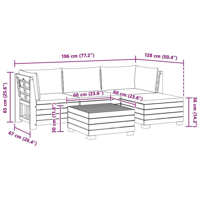 Set de canapele de exterior 5 Bucată Maro Lemn Solid de Acacia - WALTI WALTI