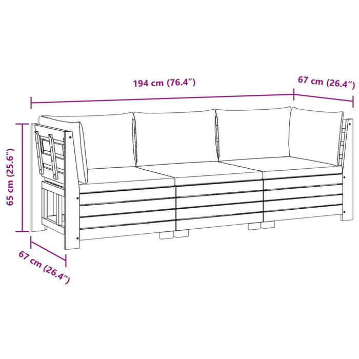 Set de canapele de exterior 3 Bucată Maro Lemn Solid de Acacia - WALTI WALTI