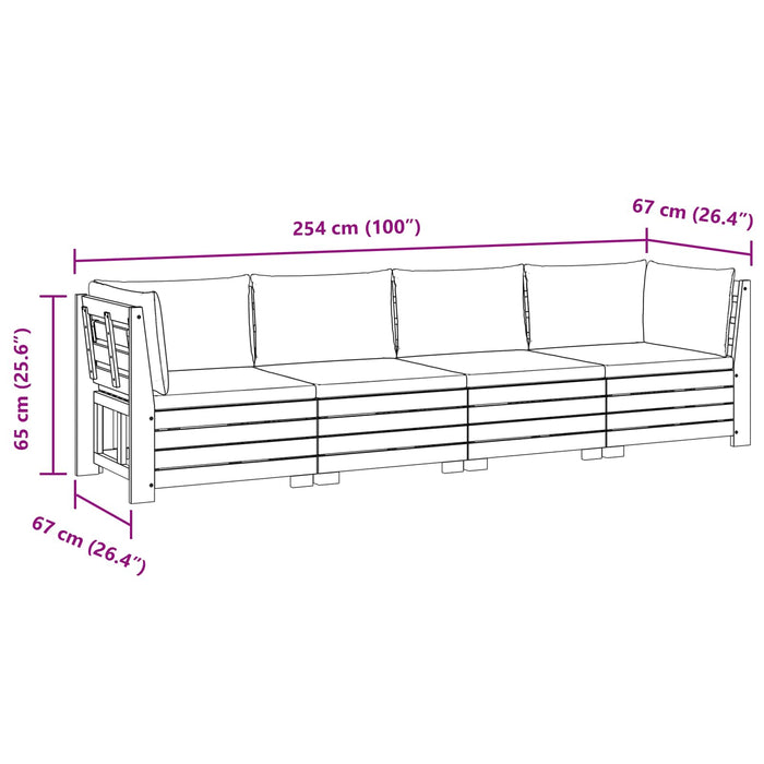 Set de canapele de exterior 4 Bucată Maro Lemn Solid de Acacia - WALTI WALTI