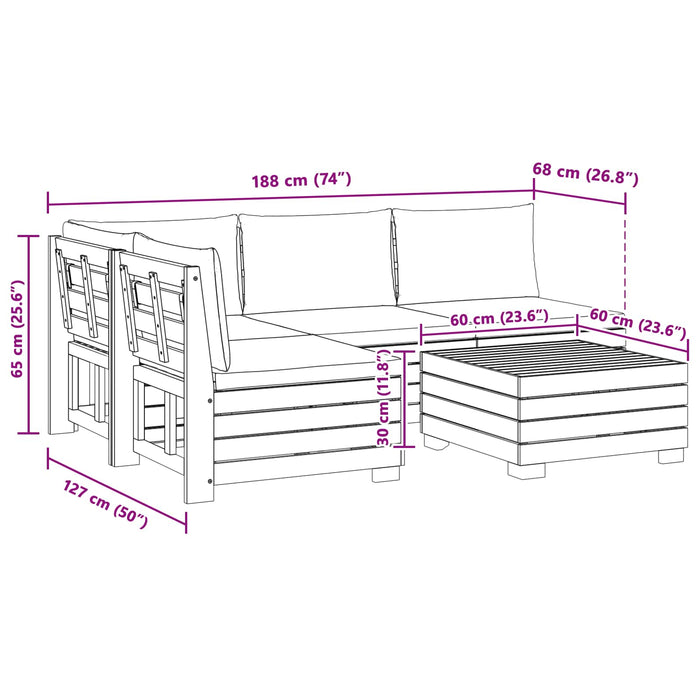 Set de canapele de exterior 5 Bucată Maro Lemn Solid de Acacia - WALTI WALTI