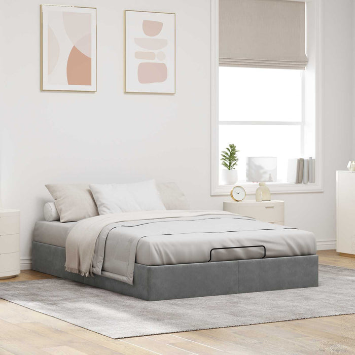 Cadru de pat otoman Gri închis 153 x 203 cm Catifea - WALTI WALTI