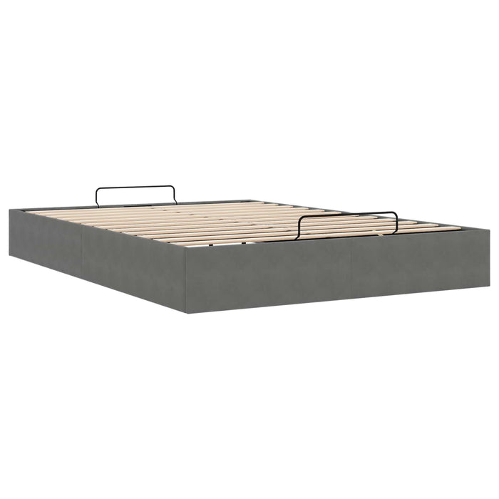 Cadru de pat otoman Gri închis 153 x 203 cm Catifea - WALTI WALTI