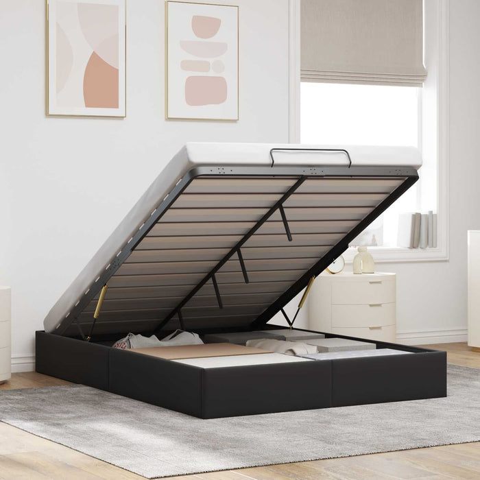 Cadru de pat otoman Negru 153 x 203 cm Catifea WALTI