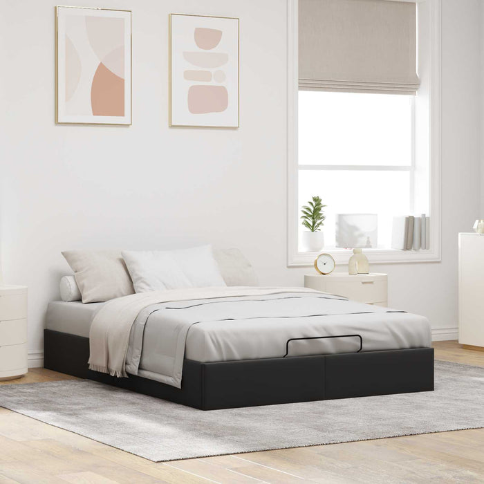 Cadru de pat otoman Negru 153 x 203 cm Catifea WALTI