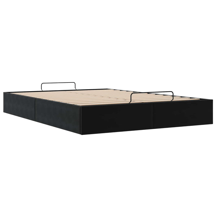 Cadru de pat otoman Negru 153 x 203 cm Catifea WALTI