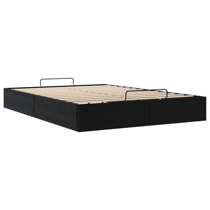 Cadru de pat otoman Negru 153 x 203 cm Catifea WALTI