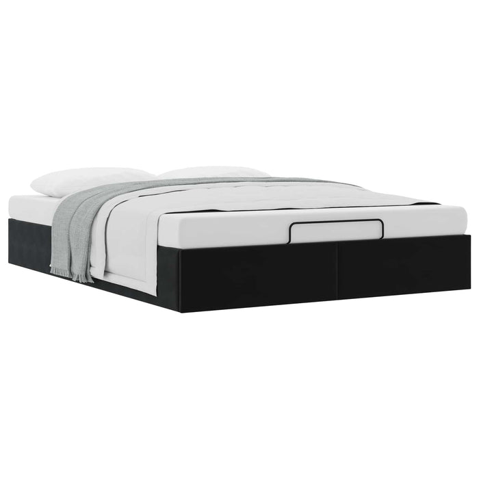 Cadru de pat otoman Negru 153 x 203 cm Catifea WALTI