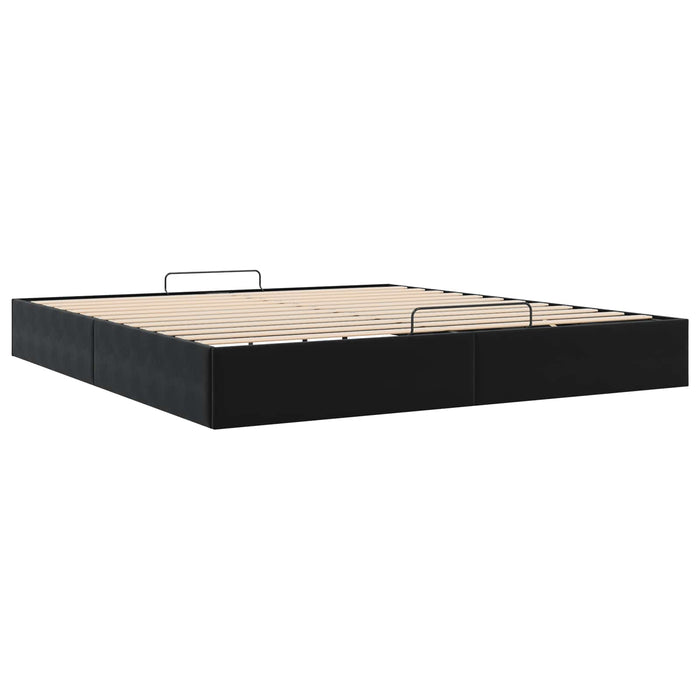 Cadru de pat otoman Negru King size Catifea WALTI