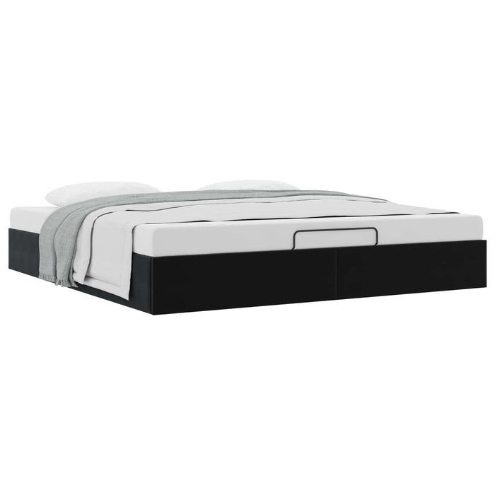 Cadru de pat otoman Negru King size Catifea WALTI