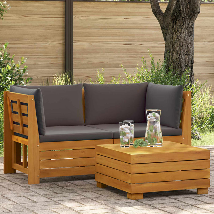 2 Bucată Set de lounge pentru grădină Lemn Solid de Acacia Maro - WALTI WALTI