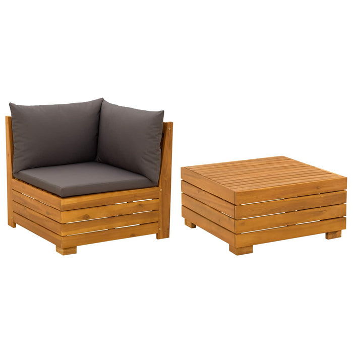 2 Bucată Set de lounge pentru grădină Lemn Solid de Acacia Maro - WALTI WALTI