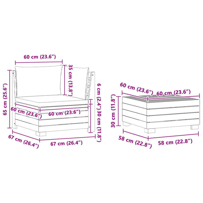 2 Bucată Set de lounge pentru grădină Lemn Solid de Acacia Maro - WALTI WALTI
