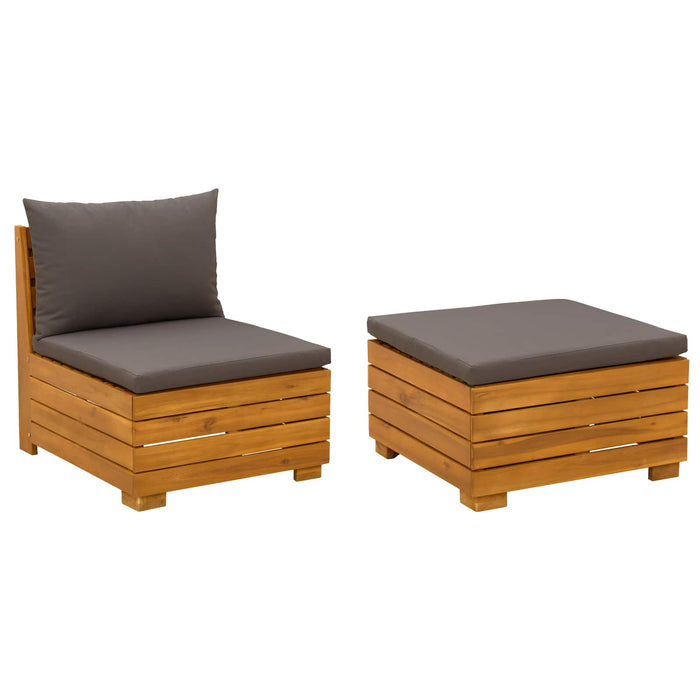 Set de lounge pentru grădină 2 Bucată Maro Lemn Solid de Acacia - WALTI WALTI