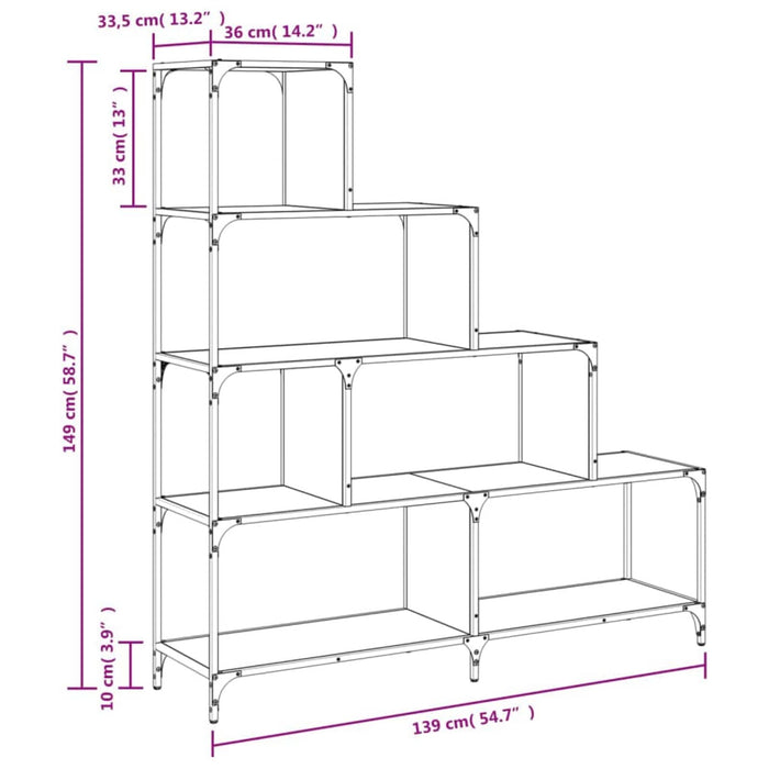 Bibliotecă 4 niveluri 139 x 33.5 x 149 cm Lemn prelucrat WALTI